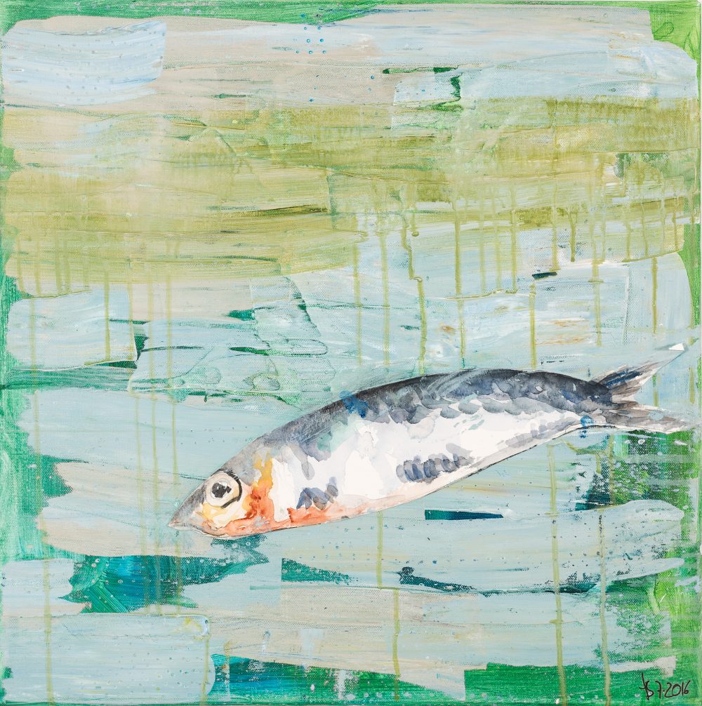 Fisch1 © Tina Steffens 2016 50x50cm Mischtechnik auf Leinwand #100122