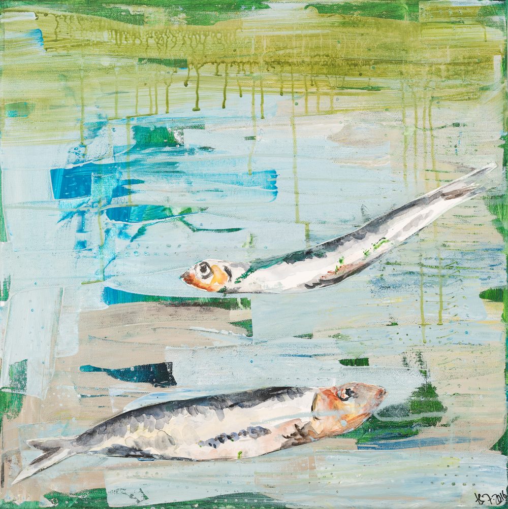 Fisch2 © Tina Steffens 2016 50x50cm Mischtechnik auf Leinwand #100123