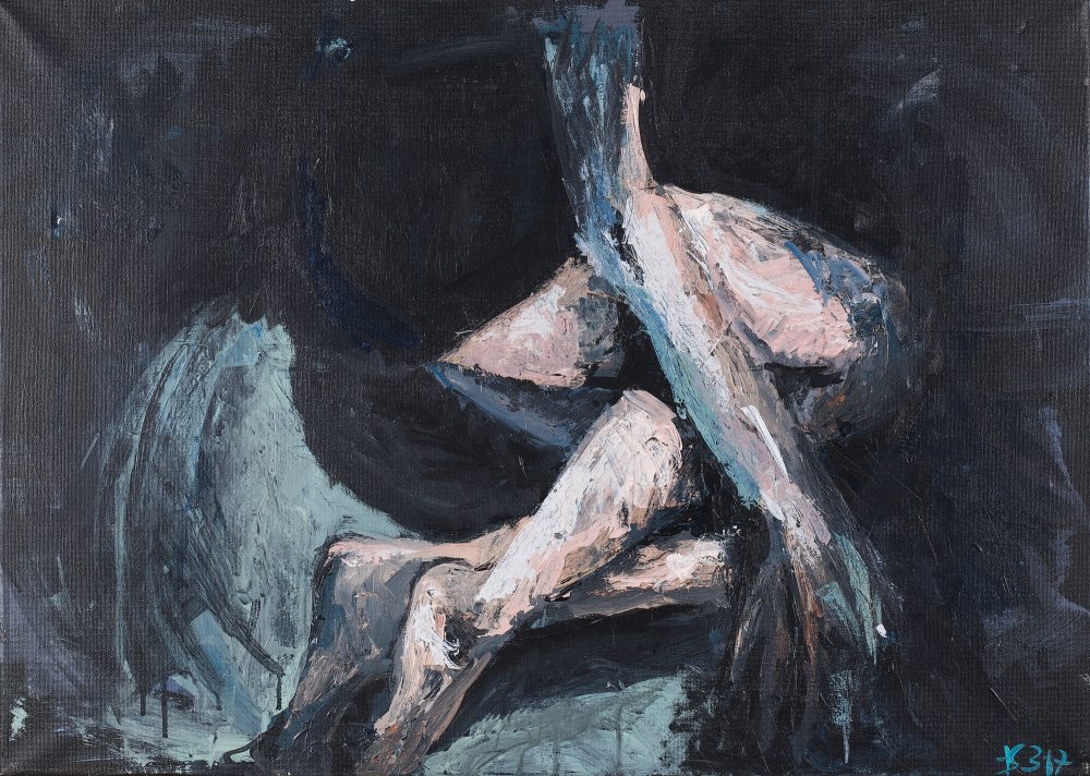 Sitting in the dark © Tina Steffens 2017 50x70cm Acryl auf Leinwand #100124