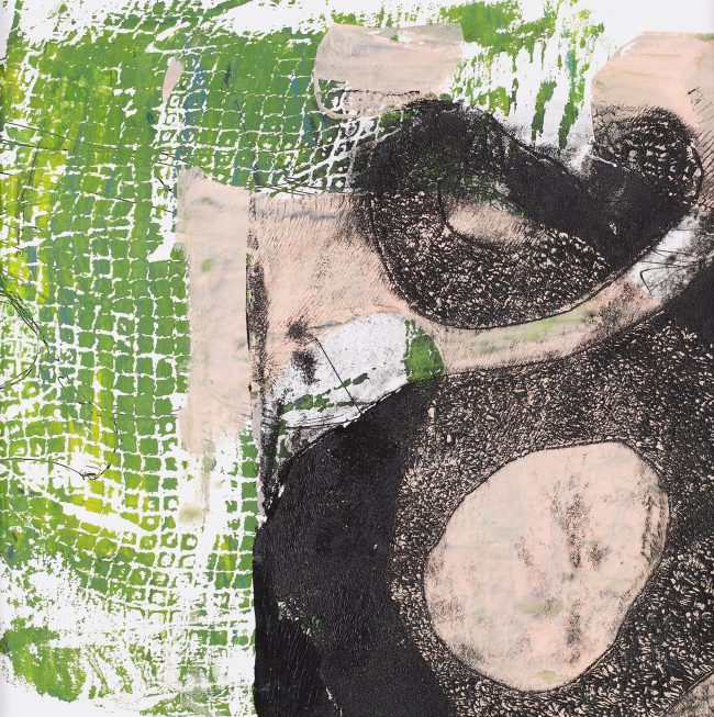 Untitled © Tina Steffens 19 x 19cm Passepartout 40 x 40cm (schwarz) Druck Acryl auf Zeitungspapier #100153