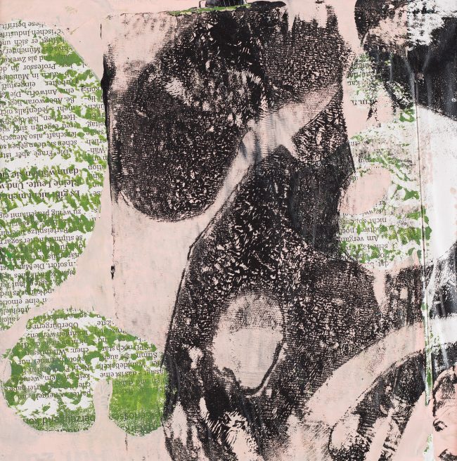 Untitled © Tina Steffens 19 x 19cm Passepartout 40 x 40cm (schwarz) Druck Acryl auf Zeitungspapier #100153