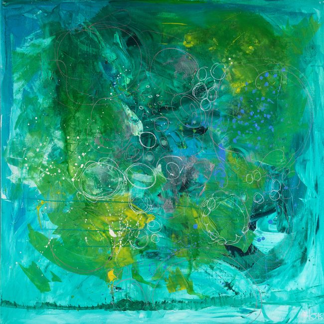 Unterwasser © Tina Steffens 2018 100 x 100cm Acryl auf Leinwand #100201