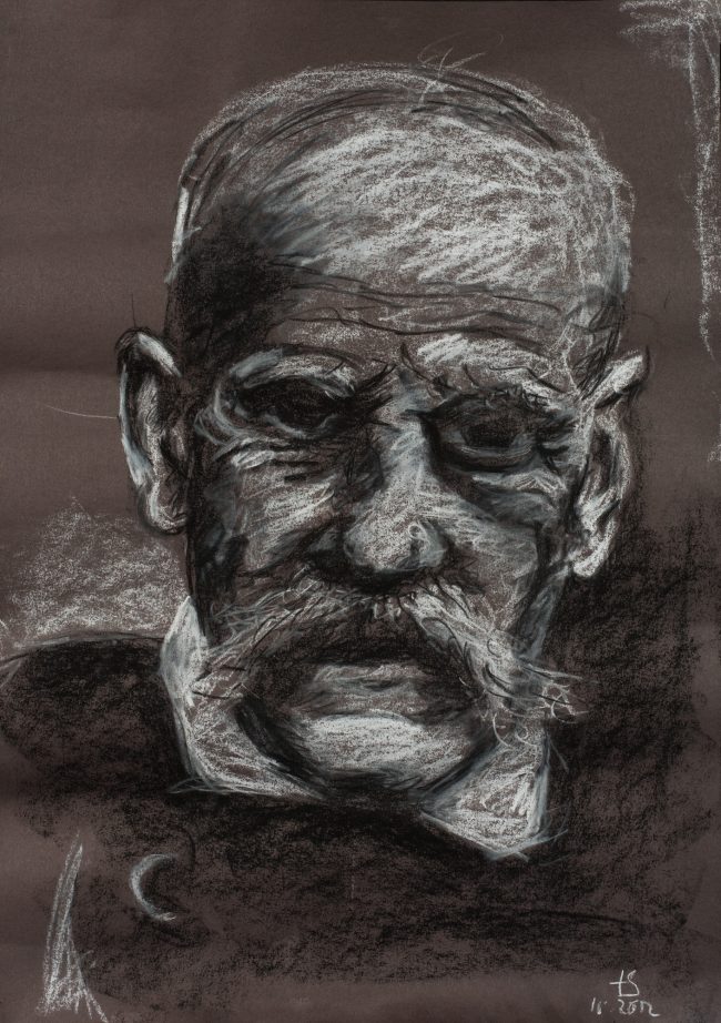 Alter Mann © Tina Steffens 2012 50 x 35cm Kreide auf Papier #NA